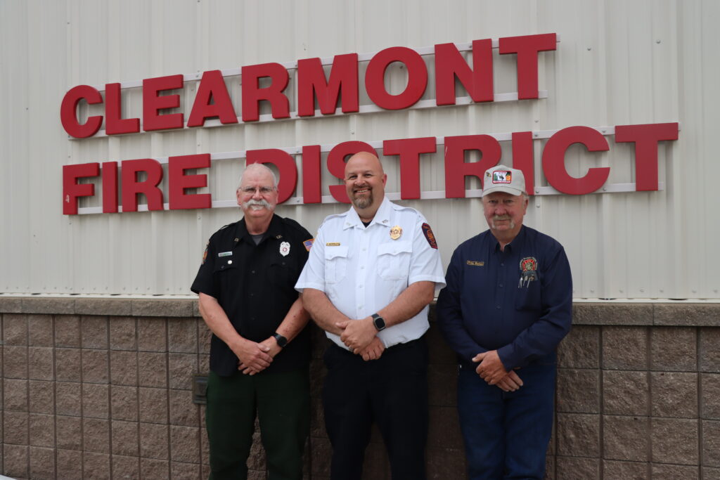 Fire Warden Chris Thomas, Fire Chief Josh McKinley, and Assistant Chief Fritz Bates